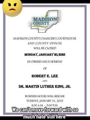 Madison County, MD chooses to celebrate Confederate general (who took up arms against US soldiers) on MLK day #mlk #martinlutherkingjr #martinlutherking #robertelee #madisoncounty #mississippi #confederatearmy 