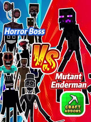 Horror Boss Team vs Mutant Enderman #Minecraft #craftaddons #vs #enderman #cavedweller #cartooncat #horror #mob #mcpe #mimicer #addon #mods #skin #mc #gameplay