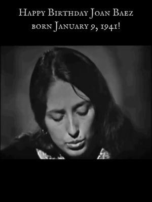 Happy Birthday Joan Baez born January 9, 1941! She is an American folk singer, songwriter, musician, and activist whose contemporary folk music often includes songs of protest or social justice. Baez has performed publicly for over 55 years, releasing over 30 albums. Fluent in Spanish as well as in English, she has also recorded songs in at least six other languages. She is regarded as a folk singer, although her music has diversified since the counterculture days of the 1960s and now encompasses everything from folk rock and pop to country and gospel music. Although a songwriter herself, Baez is generally regarded as an interpreter of other composers' work, having recorded songs by the Allman Brothers Band, the Beatles, Jackson Browne, Leonard Cohen, Bob Dylan, Woody Guthrie, Violeta Parra, The Rolling Stones, Pete Seeger, Paul Simon, Stevie Wonder and many others. In recent years, she has found success interpreting songs of modern songwriters such as Ryan Adams, Josh Ritter, Steve Earle and Natalie Merchant. Her recordings include many topical songs and material dealing with social issues.\nShe began her recording career in 1960 and achieved immediate success. Her first three albums, Joan Baez, Joan Baez, Vol. 2, and Joan Baez in Concert all achieved gold record status and stayed on the charts of hit albums for two years. #joanbaez @joancbaezofficial #folk #folkmusic #greenwichvillage #folkscene #60s #bobdylan #dimestoreradio#JoanBaez #musiclegend #singersongwriter #folkqueen #activist #musicforchange  #socialjustice #passionateperformer #voiceofgeneration #inspiringartist #lessonsfromJoanBaez #classicfolk  #empoweringwomen #soulfulmelodies #folklegacy