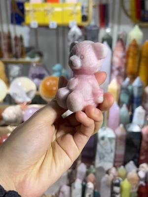 Pink opal bear#crystals #fyp#pinkopal 