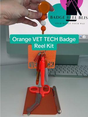 Calling all VET TECHS!!! 🧡 Leave a 🧡 if you love this orange VET TECH Badge Reel Kit. 😊 #Badgereelbliss #badgereel #orange #vettech #custombadge #uniquegift #idbadgecard #cute #obsessed #customorder #hospitalgift #customworkbadge #newproducts #SmallBusiness #emergingbusiness #custombadges 