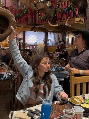 Nothing like cowgirls with BIG appetites at the Big Texan in Amarillo Texas🤠🥩🙌 #thingstodoinamarillo #bigtexan #amarillo #72ozsteak #amarillorestaurant #uniquerestaurant #eatingcompetition #texas #steakchallenge #uniqueexperiences @Explore Amarillo @Lyndlee @Scarlett 