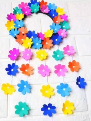 Easiest paper flower wall hanging #DIY #ideas #paperflowers #wallhanging #craft #craftideas 