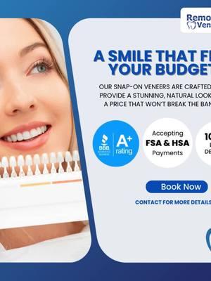 Affordable elegance for your everyday confidence! 🌟😁 Transform your smile without breaking the bank #RemovableVeneers #RemovableVeneersUSA #DreamSmile #EffortlessBeauty #SmileTransformation #SnapOnVeneers #DentalSolutions Click Here For More Details: https://removableveneersusa.com/