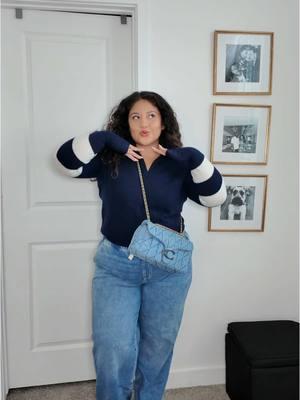 You can never go wrong with navy blue and jeans. Wearing @Lane Bryant 🤍 Outfit is linked in my LTK. #plussize #plussizefashion #curvy #curlyhair #curvystyle #plussizeinfluencer #lanebryant ##workootd #corporate #grwm #OOTD