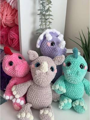 PATTERN RELEASE! The pattern for my rhino & dinos is out now! 🦏🦕 The rhino pattern is low-sew and includes modification instructions for how to make a dinosaur & triceratops! These plushes can be easily customized into so many cute versions, like the valendino I created this week! This pattern is available NOW in my shop & etsy! 🩵 #crochet #crochetpattern #amigurumipattern #amigurumi #plushies 