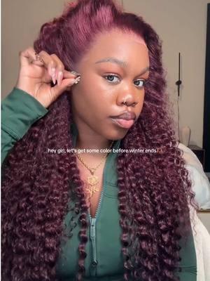 Get a gorgeous look with this deep wave wig 🤩💥🔥 . 👉🏽Hair: 28 inch Dark Purple Plum 13x4 Lace Front Deep Wave Wig  👸🏼Queen: @Ebony Rosa  #megalook #megalookhair #darkpurple #deepwave #wigs #wigtok #hairstyles #plum #lacewigs #humanhair #wiginstall 