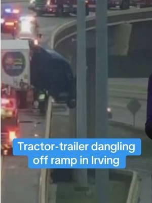 A tractor-trailer is dangling over a ramp connecting Texas 114 to Texas 183 at Grauwyler in the Dallas/Irving area. NBC 5 Meteorologist Samantha Davies said the roads appear to be slick and that road conditions in the area may be deteriorating. Drivers are encouraged to use extreme caution as ice will first develop on bridges and overpasses. #winterweather #dallas #fortworth #dfw #northtexas #winterstorm #nbcdfw 