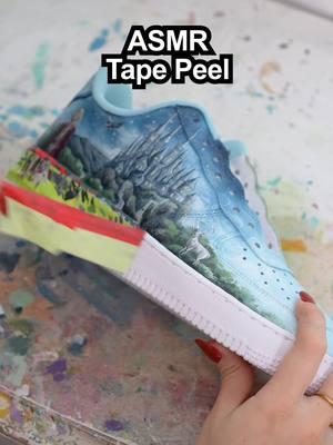 some tape peel asmr for your feed 👟 These are the Fantasy AF1s!📚👸🏻🏰  Painted by me! @cassykustoms  Paint: @Angelus Direct  link in insta bio to shop ALL the customization products I use! 🎨🎨 👟not for sale  not affiliated with nike  #art #fantasy #book #booktheme #library #booklover #angelusdirect #painter #artcollector #books #read #princess #fantasyart #sneakerartist #sneakerhead #af1 #customaf1 #customart #artcommission 