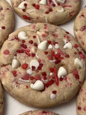 My famous sprinkle sugar cookies but make them festive for Valentines Day! These are the best sugar cookies I’ve ever tasted. I have gotten nothing but rave reviews from customers and followers who have tried this exact recipe 🥰 (sprinkles, extracts, cookie boxes ect. linked in my Amazon Storefront) #sugarcookies #bestcookiesever #sprinkles #whitechocolate #valentinesdaycookies #valentinesday2025 #treats #cookiesoftiktok #creatorsearchinsights 