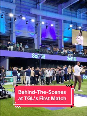 Golf 🤝 Tech 🤝 Superstars The first @TGL match teed off at @SoFi Center this week. We take you behind the scenes of the inaugural event that features a rotating green and all-indoor play. The league was founded by Tiger Woods and Rory McIlroy and pits groups of @PGATOUR players against each other in team-play format.  #TGL #golf #sportstech