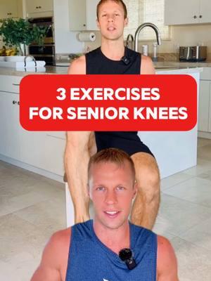 3 knee exercises for seniors to prevent a future fall! #seniorfitness #fitnesstips #kneehealth #kneepain #kneerehab #kneereplacement #kneepainrelief #mobility #lowimpact #homeworkout #homeworkouts #athomeworkout #beginnerexercises 