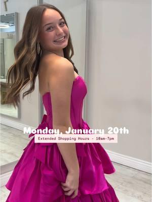 Extended hours. Exclusive styles. Endless glam.⚡️Join us MLK Day, January 20th from 10am-7pm for the ultimate prom dress shopping experience! Your dream dress is just one ‘yes’ away, book your appointment! ➪ 𝘭𝘪𝘯𝘬 𝘪𝘯 𝘣𝘪𝘰 // 913-291-2012 . . \#MLKDay #mimisprom #mimisgirl #prom #prom2025 #kc #kansascity #promdress #pinkpromdress #bowpromdress #prominspo 