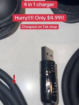 The 2 pack is sold out but you can still grab one for $4.99 #4in1charger #phonecharger #chargers #devicecharger #cport #usbcharger 