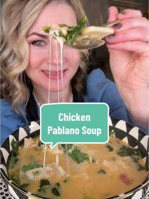 Chicken Poblano Soup with Palmini lasagna noodles is a creative and low-carb twist. The perfect cold weather soup packed with flavor. Check out @Palmini_Official enter code KETOTHAT20 at checkout for 20% off your order🥰 ✨Chicken Poblano Lasagne Soup      - 2 Poblano peppers       - 1 Jalepeno diced      - 1/2 onion chopped      - 2 garlic cloves minced      - rotisserie chicken cubed       - 4 oz cream cheese      - 4 cups chicken broth      - 1/2 cup coconut milk      - 1 cup chopped spinach      - 1/2 cup 505 green chili salsa      - 2 tlbs cilantro chopped      - 1 tsp each garlic powder, chili powder, salt and pepper      - 1 package lasagna palmini noodles cut in half      - green onion & shredded cheese for topping ✨DIRECTIONS✨ Preheat oven to 400 Place poblano peppers on a baking sheet and spray with olive oil. Bake for 10 min each side til peppers have blistered. Remove from oven and place in a dutch oven with the lid on and let cool for 10 min. Remove from pot, peel skin from peppers and remove the stem and seeds. Chop fine and set aside. To your pot add olive oil, onion and jalepeno. Cook on med til onions are translucent. Next add garlic, chicken and poblano. Saute for a min before adding in cream cheese. Mix til incorporated and cream cheese has melted. Add green chili salsa, chicken broth and spices. Simmer at med heat for about 5 min. Turn down to low and add chopped spinach and cilantro. Serve warm and top with shredded cheese, cilantro and green onions. ENJOY!!🥰 #palmini #palminipartner #ketothat #keto #ketodiet #lowcarb #lowcarbrecipes #healthyrecipes #ketorecipes #poblanosoup #poblanochicken #lowcarbsoup #soup #soupseason #lasagnasoup