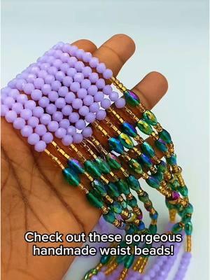 Adorn yourself with beauty and elegance! These handmade waist beads with lavender and gold details are perfect for every season. Embrace your unique style and celebrate your beauty. 💜 #waistbeadtiktok #waistbead #TikTokShop #luxurywaistbeads #crystalwaistbeads #tiewaistbeads #TikTokShop #africanwaistbeadtok 