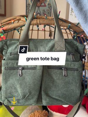 Large green tote bag, can fit a laptop, iPad, or lots of books (like me) 📚 - #totebags #tote #greenbag #purse #pursecollection #crossbodybag #green #corduroy #velvet #fashion #fyp #fypシ゚viral #foryoupage #foru #tssf #thestorysofar #books #readmorebooks #BookTok #bookworm 