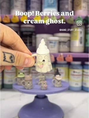 Another tiny ghost in a tiny hat 🥹  These minis are all waiting for their first trip to the kiln where their colors will start to come alive and get vibrant. I can’t wait! ✨🌈💕 All the minis you see here plus a whole kit more will be in the mystery mini machine later this month. I’ll post the date and time as soon as I know it 😊 . . . . . . . #berriesandcream #berries #strawberry #ghost #strawberryghost #mini #miniature #miniatureceramics #minimug #ceramicmugs #collectible #tiny #smol #cute 