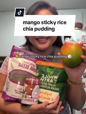 🥭Mango Sticky Rice Chia Pudding🍚 Recipe by @stephvnietea  1 canned coconut cream 1 cup water ﻿﻿5-6 tbsp chia seeds 1-2 tbsp honey or sugar alternative  Fresh mangoes, cubed Directions: In a large bowl, combine coconut cream, water, chia seeds, and sweetener of choice. Cover and leave in fridge overnight for the pudding to thicken.  Serve in a bowl or cup, top with cubed mangoes.  ✨Optional: drizzle honey on top and/or roasted sesame seeds  #mangostickyrice #mango #mangorecipe #chiapudding #snack #healthysnack #chiaseeds #chiaseedpudding 