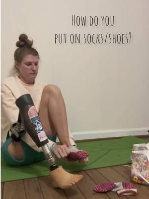 I have some friends who never change their shoes, so they simply put on their legs and go! Others just do sock shoe. I have a shoe addiction, so I am constantly changing🙃  #amputeelife #abovekneeamputee #boneanchoredprosthesis #Osseointegration #integrum #OPRAimplantsystem  #socks  #shoes