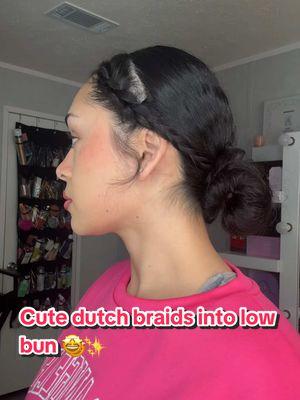 Cute Dutch braid into a low bun #makeup #beauty #beauytok #haircare #hairstyle #hairtutorial #dutchbraid #lowbun #slickback #braid #viral #viralvideo #gymhairstyle #gymgirlie #backtoschool #hairinspo #hairideas #like #share #save #follow #grwm #motd #repost #contentcreators #creatorsearchinsights 