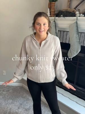 SO CUTE AND ONLY $23?!? #cableknitsweater #zipup #sweater #sweaterweather #yozy #winterfasion #fashionlookbook #tiktokshopjumpstartsale #tiktokshoploveatfirstfind 