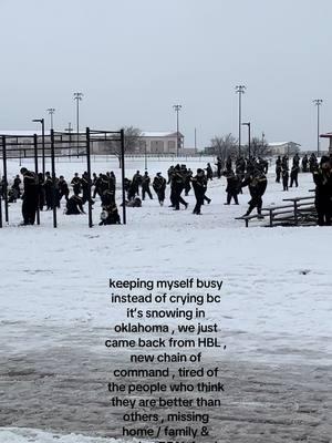 i’m from cali i don’t do snow & this cold weather ok ? 😭 p.s take me back to bravo pls #fypシ #military #army #foryoupage #fortsilloklahoma #oklahoma #snow #miltok #missinghome #ait #14series #lifesucksrn 