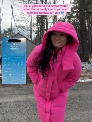 It’s half off too! And honestly love that it’s long too to keep my legs warm! #winterjacket #upstateny #itscoldaf #coldaf #itscoldoutside #winterweather #pinkjacket #tiktokmademebuyit #518moms #coldweatheroutfits #coldweatheroutfits 