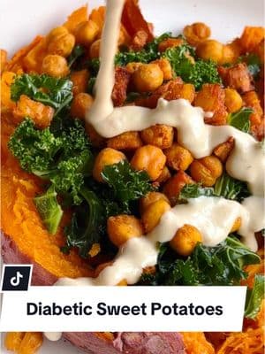 DIABETIC SWEET POTATOES are the way to go! For everyone! And a healthy microbiome! Visit Cookingforpeanuts dot com and search DIABETIC for the recipes. Happy week! Your dietitian, Nisha  #diabetes #diabeticrecipe #healthyrecipes #veganuary #sweetpotatoes #wfpb #veganrecipes 