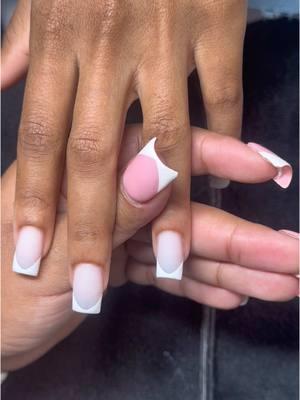 🤍Base acrylic from Valentino 🤍Beauty Pure using “Bare me” Use code: “Zaire10” at checkout 🤍 #milkywhitenails #taperedsquarenails #shortnail #viral #fy #fyp #whitefrenchtipnails #nailart 