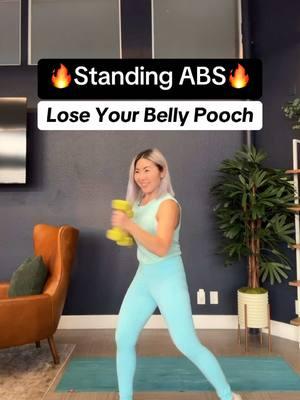 Struggling to see core results? This standing abs workout will fire up your core and tighten your waist!🔥==========  #StandingAbsWorkout #CoreChallenge #bellypoochworkout #strongcoreworkout #sweatrebel 