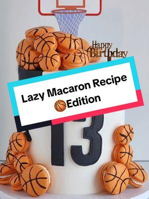 Replying to @kelli_marks Basketball Macarons Recipe 🏀 Ingredients 1 cup almond flour (sifted) 2 cups powdered sugar (sifted) 3 egg whites 1/3 cup granulated sugar Orange gel food coloring (optional) Black Edible paint or food marker  Instructions 1. Prepare the Dry Ingredients: Sift the almond flour and powdered sugar together into a large mixing bowl. Discard any large pieces that do not pass through the sieve. Set aside. 2. Whip the Egg Whites: Separate the egg whites from the yolks, ensuring no yolk gets into the whites. Place the egg whites in a clean mixing bowl and begin beating on medium speed with an electric mixer. Gradually add the granulated sugar in small increments until the mixture reaches stiff, glossy THICK peaks. 3. Add Food Coloring (Optional): If desired, add orange gel food coloring to the whipped egg whites to create the basketball color. Mix until fully combined. 4. Combine Wet and Dry Ingredients: Gently fold the almond flour and powdered sugar mixture into the whipped egg whites in two parts. Use a spatula and fold carefully to avoid deflating the mixture. The batter should have a smooth, lava-like consistency that flows in ribbons when lifted. 5. Pipe the Macarons: Transfer the batter into a piping bag fitted with a round tip. Pipe small, even circles onto a baking sheet lined with parchment paper or a silicone mat. Firmly tap the baking sheet on the counter a few times to release air bubbles. Use a toothpick to pop any remaining bubbles. 6. Rest the Macarons: Allow the macarons to sit at room temperature for 30-60 minutes, or until the tops are dry to the touch. This helps create the iconic "feet" during baking. 7. Bake: Preheat your oven to 315°F (157°C). Bake the macarons for 20 minutes. Allow them to cool completely before removing them from the baking sheet. 8. Decorate as Basketballs: Once cooled, use an edible black marker or royal icing to draw basketball lines on the tops of the macarons. 9. Fill and Assemble: Pair up macarons of similar sizes. Add your favorite filling (buttercream, ganache, or jam) to one macaron, then sandwich with its matching pair. Enjoy your basketball macarons—perfect for any sports-themed party or celebration! 🏀#basketballcake #macaronrecipe #lazymacaronrecipe  #candystutorials 