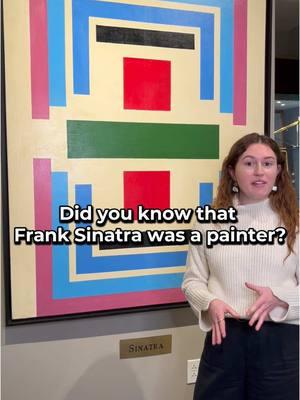 Frank Sinatra was not only an iconic entertainer but also an accomplished painter. This mesmerizing composition, Squares and Rectangles, uses a dynamic array of colorful geometric forms to create its symmetrical design. Soft blues and mauves are punctuated by two bold red squares and a central verdant green rectangle, giving the painting a powerful presence. This masterful canvas recalls the colorful, minimalist geometry of greats like Piet Mondrian and Frank Stella, resulting in a simple yet captivating original composition from the famed singer. #fineart #franksinatra #sinatra #arthistory #abstractart #modernart #didyouknow #artgallery #msrau 