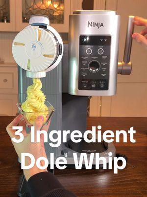 ⬇️FULL RECIPE⬇️  232 calories for the entire pint 😋🤤 3 Ingredient Healthy Dole Whip🍦 Original recipe from my E-Book Check out the link in my bio for my Creami E-Book with over 80 recipes like this one! - 170g (1 cup) pineapple (canned, fresh, or frozen) - 60g or about ½ of a medium banana - 180g (¾ cup) unsweetened coconut milk - 20-30g (2 tbsp) sweetener (optional but recommended) - A splash of vanilla extract 232 cal 49g C, 4g F, 2g P Instructions: 1. Blend all ingredients for the base and freeze (at least 16 hours) 2. Run under hot water for at least 60 seconds 3. Spin on “Smoothie Bowl” setting (or Fruit Whip if you have the newer machines) 4. Spin on “Respin” setting until it reaches your desired texture If you have the Ninja Swirl, follow these extra steps: 1. Replace the spinning paddle with the dispensing lid 2. Place the pint into the soft serve side of the Swirl and lock into place 3. Open the nozzle of the lid 4. Dispense!! Follow me for more Ninja Creami recipes! #creatorsearchinsights #ninja #ninjacreami #newcreami #ninjaswirl #ninjakitchen #ninjacreamiproteinicecream #swirl #fyp #fypシ #softserve #swirlcreami #fpf #dolewhip #dolewhips 