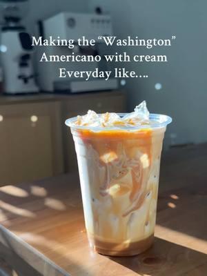 Washington style Americano with cream is a lifestyle ✨🤭☕️ #whitechocolate #amricano #washingtonamericano #carmellatte  #coffeebar #coffeeathome #espressomachine 