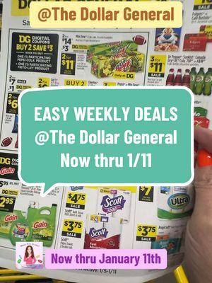 Easy weekly deals at the Dollar General! Now thru January 11th.  Hope you score✌🏼#hopeyouscore✌🏼 #liztheclearancequeen #savingmoney #dollargeneral #dollargeneralcouponing #dollargeneraldeals #deals #couponing #coupons #couponer #dollargeneraldealsthisweek #greenscreen 