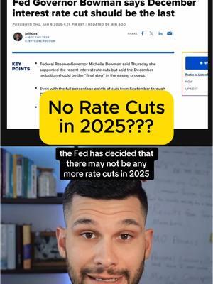 No rate cuts in 2025?? #jobs #labor #stocks #stockmarket #2025 #recession #inflation #interestrates #invest #investor #investing #bullish #bearish #finance #bitcoin 