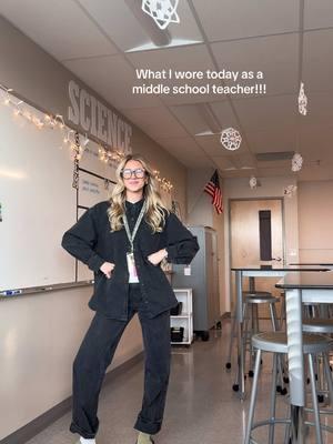 All black Canadian tuxedo?? Yes ma’am!!!! #teacheroutfitinspo #teacheroutfits  Outfit linked in my LTK!!! 