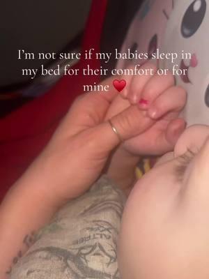 I love my babies snuggled into me every night- no it’s not a bad habit either- they’ll be in their own bed one day and it’ll break my heart #sahm #mom #momoffour #cosleeping #bedsharing 