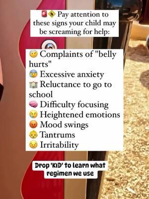 🚨 Parents, don't ignore these signs in your child's behavior! If they frequently complain about tummy aches, are overly emotional, anxious, make excuses to skip school, get frustrated easily, are overly sensitive, struggle to focus, or have frequent outbursts, it's time to take action.  They may need support for their dopamine and serotonin levels.  Comment "Help" if you want to know the solution I discovered! 🧠💪  #Parenting #ChildHealth #SupportKidsDopamine #SupportKidsSerotonin #DopamineSupport #SerotoninSupport #ChildWellness #MentalHealthSupport #ParentingTips #HealthyKids #EmotionalWellbeing