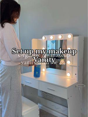 She is so cutesy #makeupvanityorganization #makeupvanity #organizingasmr #organizingmakeup #cleanwithme #organizewithme #organizemakeup 