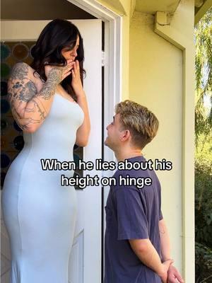 When you meet IRL for the first time 😂 #tallgirl #tall #funny #fyp #foryou #shortking #short #brunette #dating #tallgirls #tallgirlproblems #hinge #datingapps #datingappsbelike #height 