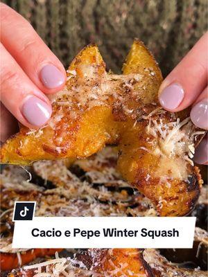 Cacio e Pepe vibes, but make it winter squash!! This cozy side dish combines cheesy, peppery goodness with sweet, roasted squash. Perfect for any winter meal. Ingredients -1½ tablespoons extra-virgin olive oil -1 tablespoon unsalted butter, melted -1½ teaspoons freshly ground black pepper, divided -½ teaspoon garlic powder -¼ teaspoon salt -1 medium acorn squash, seeded and cut into ½-inch wedges -1¼ cups finely grated Pecorino Romano cheese Directions 1. Preheat oven to 425°F. Line a large rimmed baking sheet with parchment paper. Whisk 1½ tablespoons olive oil, 1 tablespoon butter, ½ teaspoon each pepper and garlic powder and ¼ teaspoon salt in a large bowl. Add squash wedges; toss to coat. Arrange the squash wedges in a single layer on the prepared baking sheet. Sprinkle with ¼ cup cheese. Flip the wedges and sprinkle with another ¼ cup cheese. Roast, flipping once, until tender and starting to brown, 25 to 30 minutes. For full recipe information, go to our profile then click the likeshop link. From there, click on the image that corresponds to this video. #fyp #wintersquash #winterrecipes #cacioepepe #cozyrecipes 