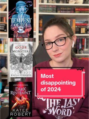 My 2024 bummers 😭 Not necessarily the worst I read, but the ones that disappointed me the most. Tempest review:  @EmmaSkies is my @ everywhere // Romantasy Problem video:  @EmmaSkies is my @ everywhere 📚 #BookTok #bookreview #atempestoftea #cityofgodsandmonsters #kaylaedwards #darkrestraint #neongods #kateerobert #fantasybooks #romantasy #fantasyromance #romancebooks #