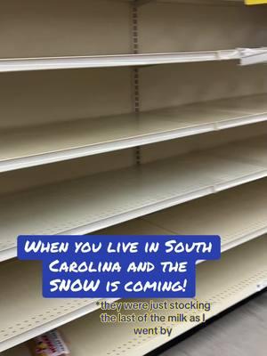 We haven’t had snow in 3 years!!! Hoping for more than 1 inch! #bots #snow #southcarolina #southcarolinasnow #bread #milk #eggs 