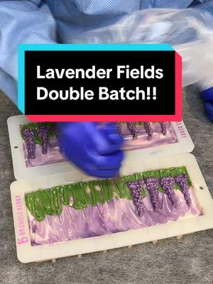 Whew Lavender Fields takes about 30min in real time bc of all the hand piping! #soaptokker #soapmaking #soap #coldprocesssoap #blackswansoaps #womanownedbusiness #lavender #lavendersoap 