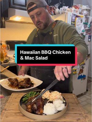 Replying to @smalltownitaliangirl  Hawaiian BBQ Chicken & Mac Salad! Inspired by L & L Hawaiian BBQ Ingredients: Chicken: Chicken Thighs - 6 Soy Sauce - 1c Pineapple Juice - 2c Brown Sugar - 1c Minced Garlic - 2tbsp Pepper Onion Powder Mac Salad: Elbow Macaroni - 1lb Shredded Carrot - 1-2c Shredded Onion - 1 Apple Cider Vinegar - 3tbsp Mayo - 3c Milk - 1/4c Sugar - 2tbsp Salt  Pepper Green beans  Butter - 4tbsp Soy Sauce Garlic Salt  Directions: 1. Start with your rice. Wash the rice until the water runs clear and then add water that come ups just before your first knuckle. Bring to a boil and then cover immediately. Lower heat to low and let cook for 12mins. Turn off heat for 5mins and then fluff your rice. Season with some rice wine vinegar. 2. Trim chicken thighs and add all ingredients for the marinade. Marinate for at least an hour preferably overnight.  3. Cook macaroni. While cooking grate your onion and carrot. Once macaroni is cooked add in the onion and apple cider vinegar while it’s still hot. Mix together your mayo, milk, sugar, salt and pepper.  4. Let macaroni cool completely. Pour in your mayo mixture along with the carrots and stir well to combine.  5. Pat chicken thighs dry and add to a skillet on high heat. Cook for 5 minutes each side. Check temp to make sure it’s at 165 before letting it rest for 5 mins. 6. Add green beans to a pan on high heat and cook for 5mins before adding in some water and covering to steam. Then add in the butter, soy sauce and garlic salt. Toss to combine. Enjoy! #hawaiianbbq #bbqchicken #macsalad #Simplemeal #simplerecipe #food #Foodie #FoodTok #cooking #cookingtok #dinnerforkids #cookingtiktok #cookingathometiktoktv #cookingathome #homecook #homecooked #Recipe #recipes #EasyRecipe #EasyRecipes #easymeal #easydinner #DinnerIdeas #fy #fyp #foryou #foryoupage #trending #asmr #fyppppppppppppppppppppppppp 