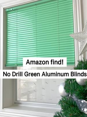 No Drill Green Aluminum Blinds. ✨ Aluminum design provides a touch of sophistication while resisting harsh sunlight. No-drill quick installation is ideal for renters and homeowners, leaving no marks and preserving walls. Instantly elevate the ambiance of your room while protecting it from the sun! Click the link in bio🔗 to learn more. #homedecor #interiordesign #homestyling #aluminumblinds #sunresistant #nodrill #NoDrillBlinds #HomeUpgrade #moderndecor #homediy #windowtreatments #amazonhomefinds #apartmentdiy #livingroomstyle #blinds