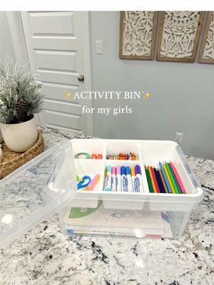 It’s the year we stop putting things off! What a simple solution to something that was time consuming for me and the girls. They would just keep asking me to grab more and more supplies while they were drawing and now everything is contained in one bin for them that they can grab out of the activity cabinet themselves.  This bin is my absolute favorite thing- I literally own so many and use them for so much throughout our house. I love that they can both use everything in here without me having to stress like real markers or scissors. I’m a big fan of mess free markers and the safety scissors!  This will be perfect for them to use first thing in the morning or while I’m trying to get things done! #craftsupplies #craftsupplyorganization #artsandcrafts #craftstorage #momlife #momorganizationtips #kidsartsandcrafts #artbin #momof2 #toddlermom #momhack #momtipsandtricks #activitybins 