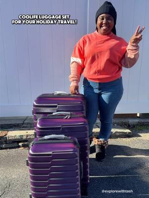 Where are you go for your 2025 travels?  I just got this new Coolife Luggage uggage set, and I'm loving it!  The purple color is super cute, and it comes in three sizes, so I can pick the one that works best depending on how much I'm packing. Do you overpack or travel light on your trips? 🧳✨ You can shop this set on Amazon. Link in my bio.  #coollife #luggage #travel #luggageset #carryonsuitcase #vacation #suitcaseset #gifted 